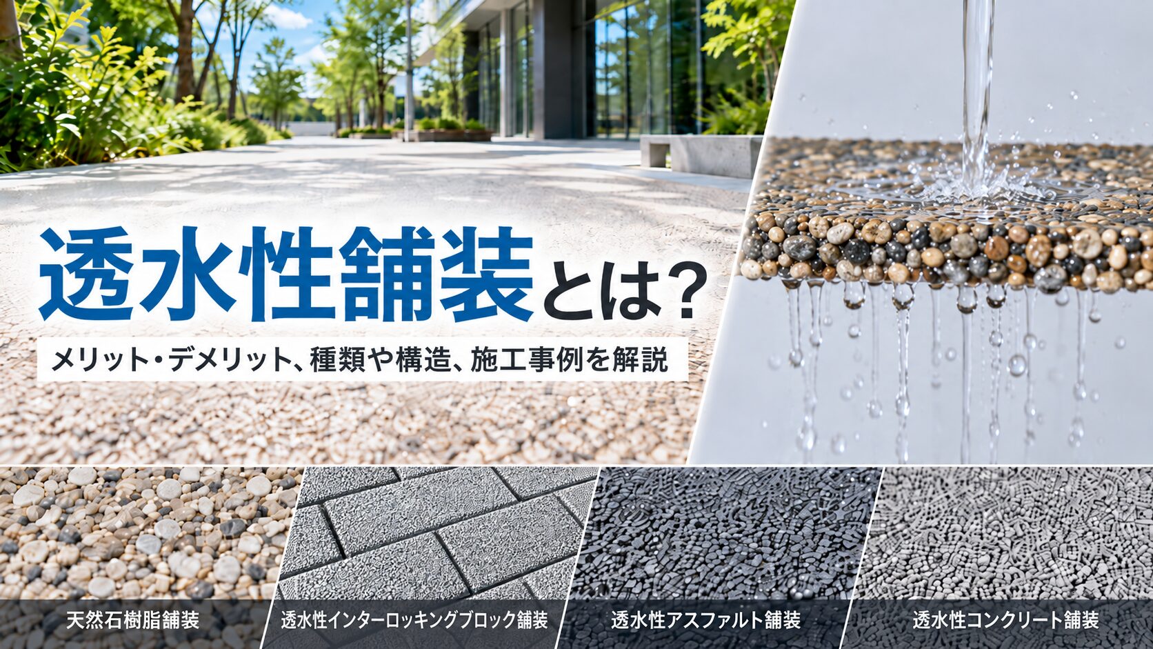 透水性舗装とは？メリット・デメリット、種類や構造、施工事例を解説